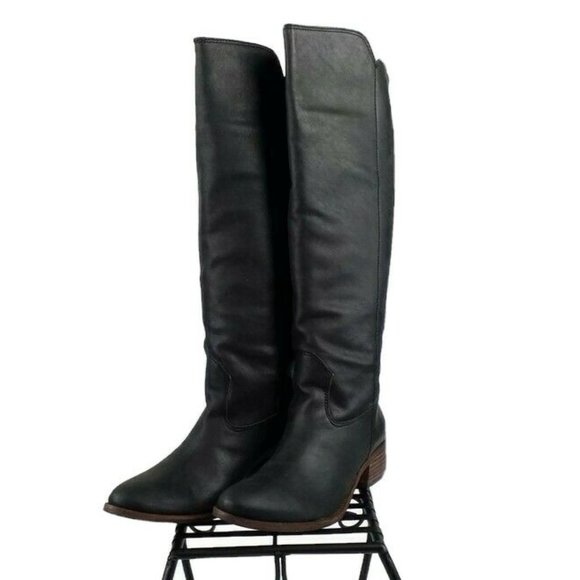 Matisse Gilbert Black Mid Heel Tall Leather Riding Style Boots Womens 9M IOB EUC